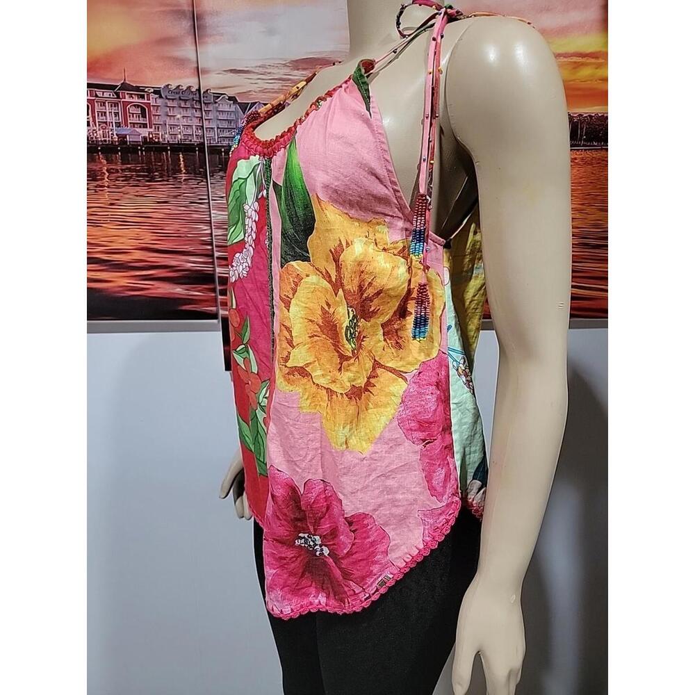 Farm Rio mixed garden tank top Size M Multicolor Linen Blend NEW #3 - Picture 11 of 15